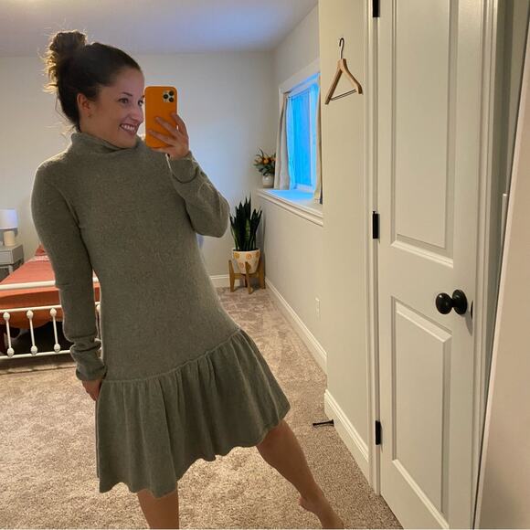 Sundance Gray Mohair Wool Long Sleeve Drop Waist Mini Dress Small - Picture 2 of 12